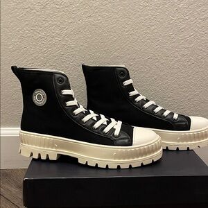 Brand New French Connection Black and White High-Top Sneakers
